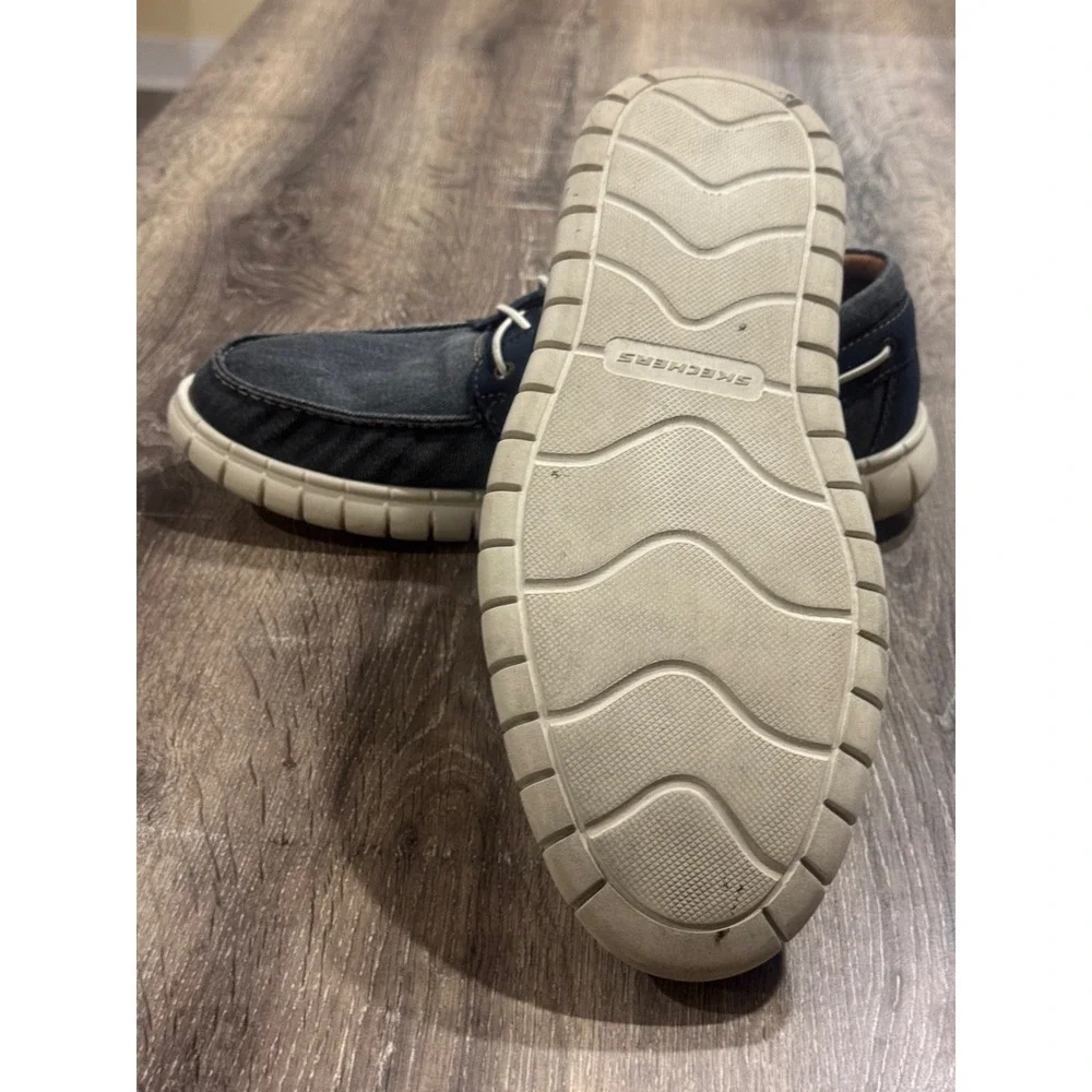 Skechers Classic Fit Mens Navy Boat Shoes Air-Cooled Memory Foam Loafers 13
